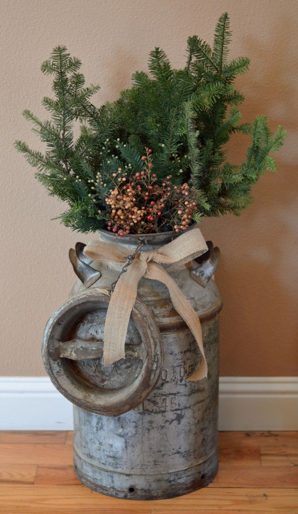 Pine tree branches with pine cones for holiday decor.