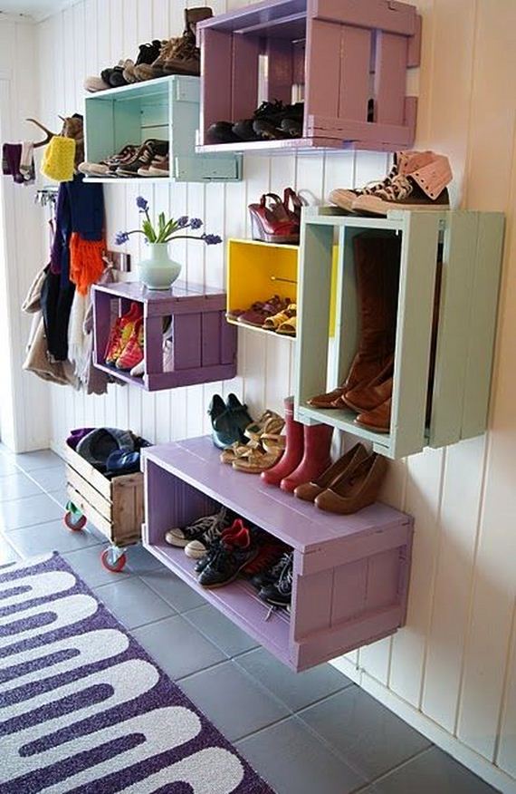 Wall Storage Bins From Old Crates