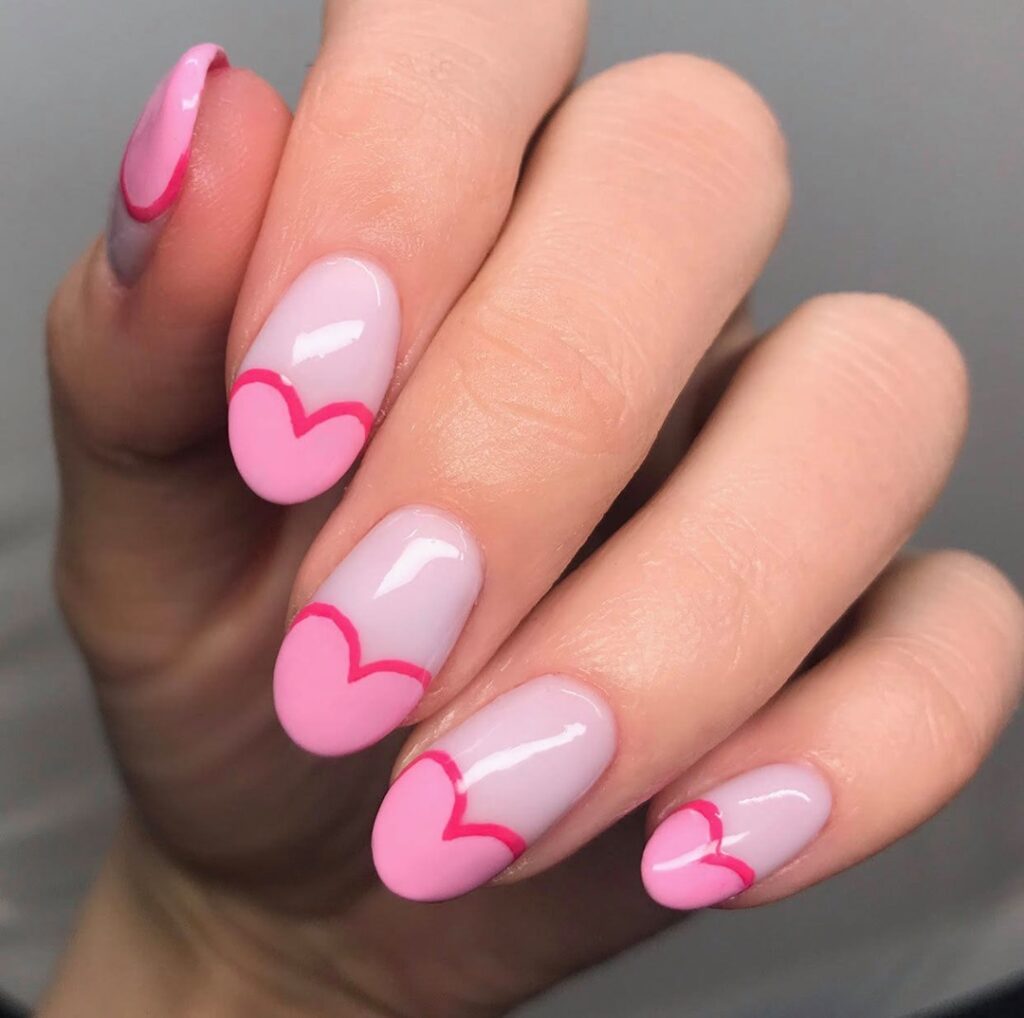 Cute Heart French Tip Nails