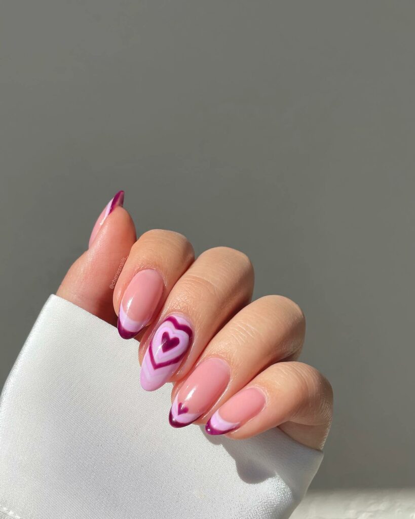 Monochrome Heart French Tip Nails