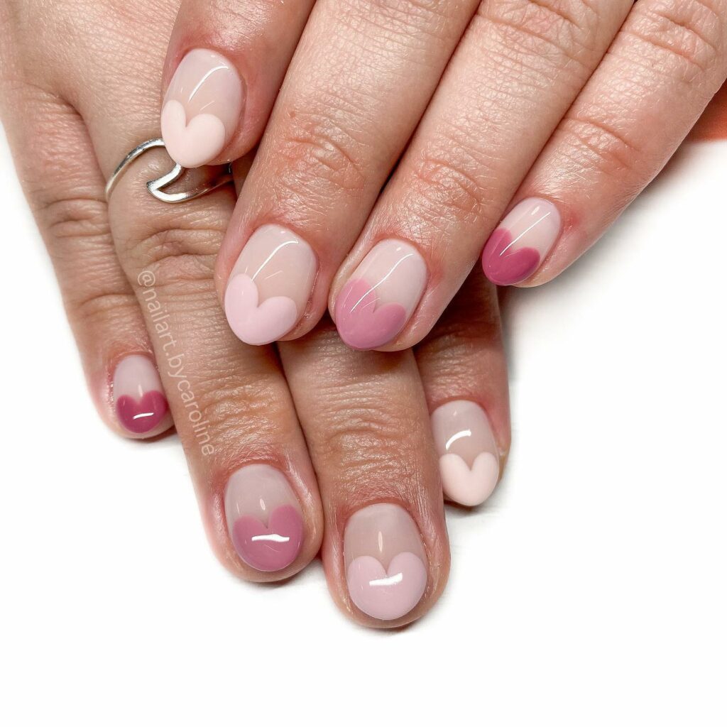 Nude Heart French Tip Nails