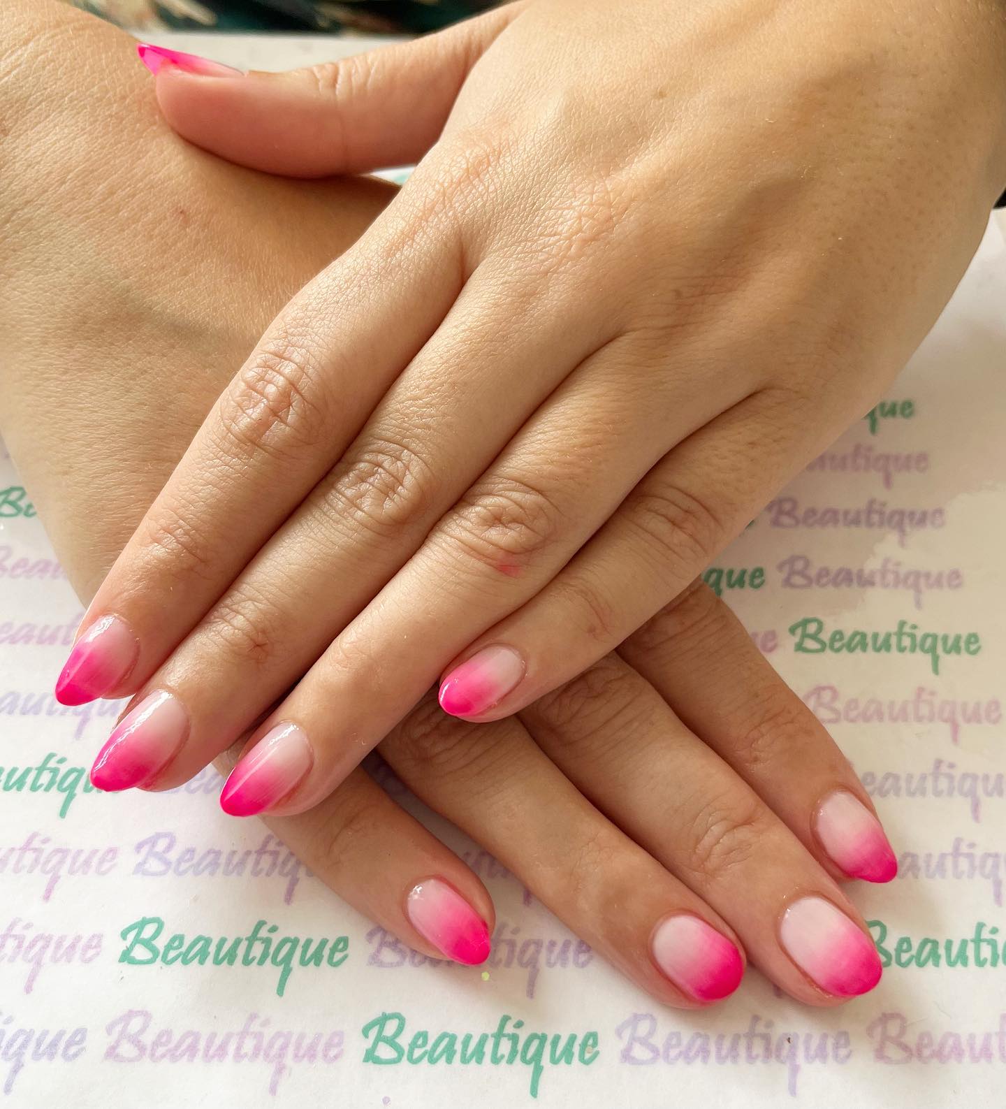 Ombre Hot Pink French Tips