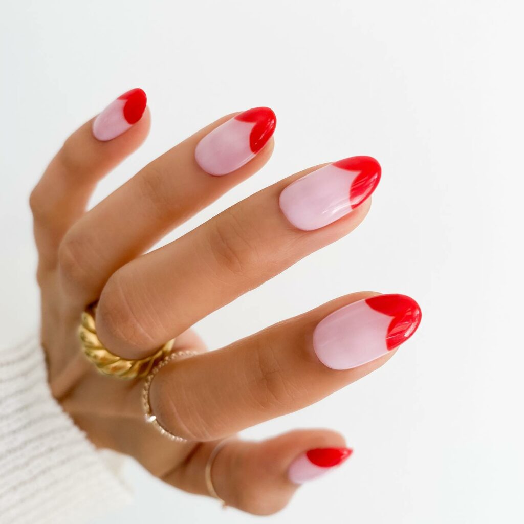 Red Heart French Tip Nails