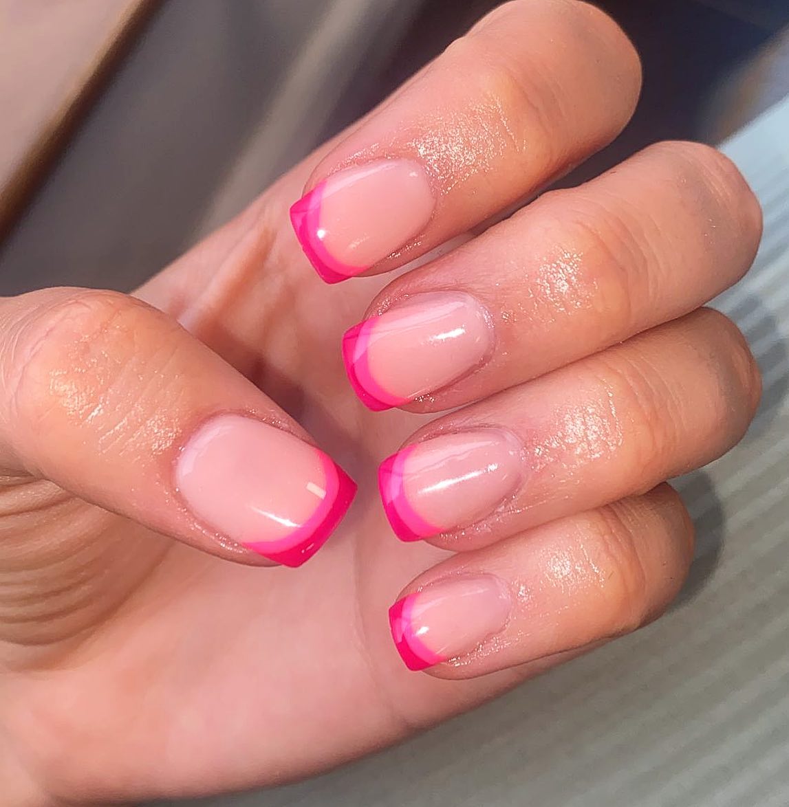 Two Color Hot Pink French Tips