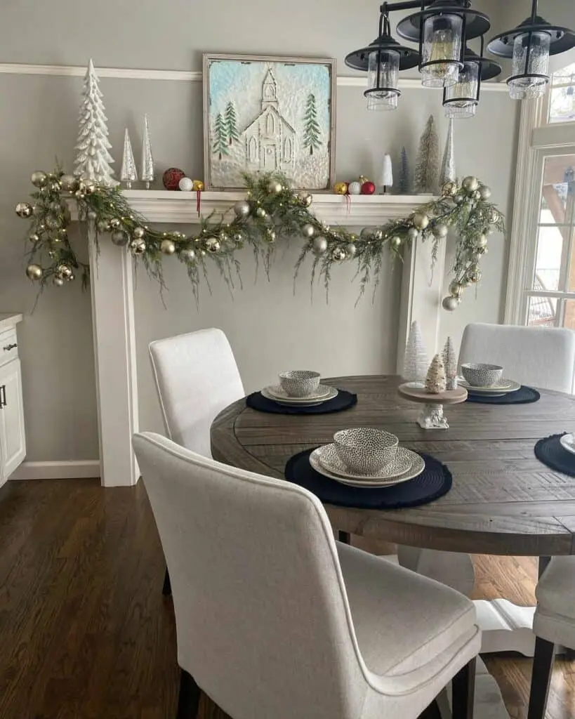 Sparkling Garlands Across Faux Mantel