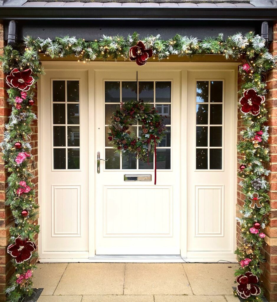 Flowers and Christmas Lights Garland