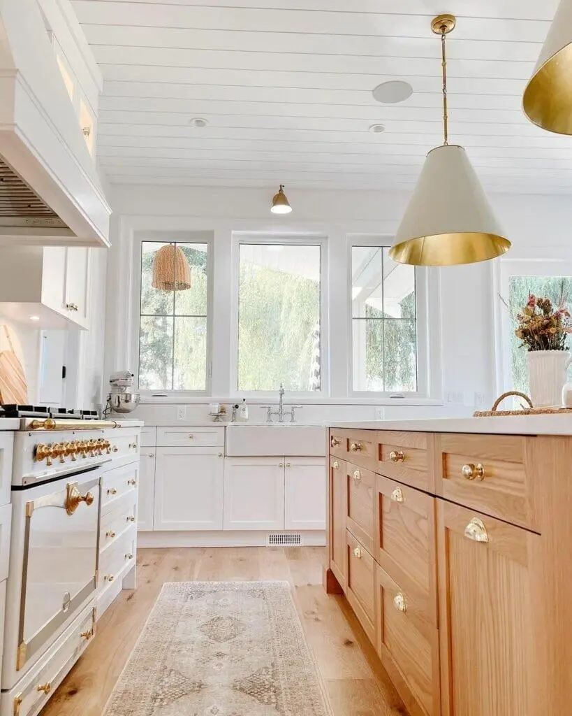 Classic Kitchen Design With Contemporary Gold Fixtures