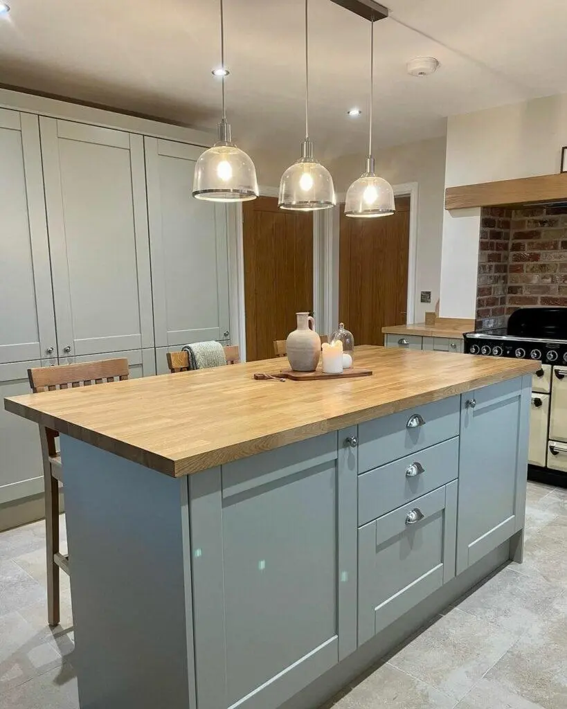 Medium Gray Kitchen With Wood Accents