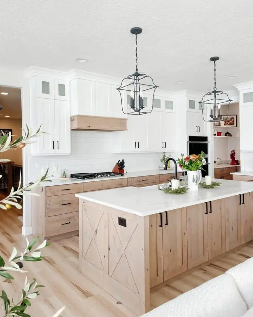 Natural Wood and White Kitchen Cabinetry