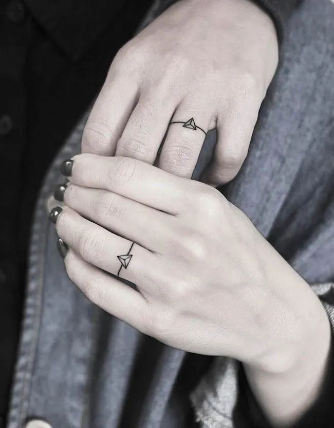 Diamond ring finger tattoos for couples