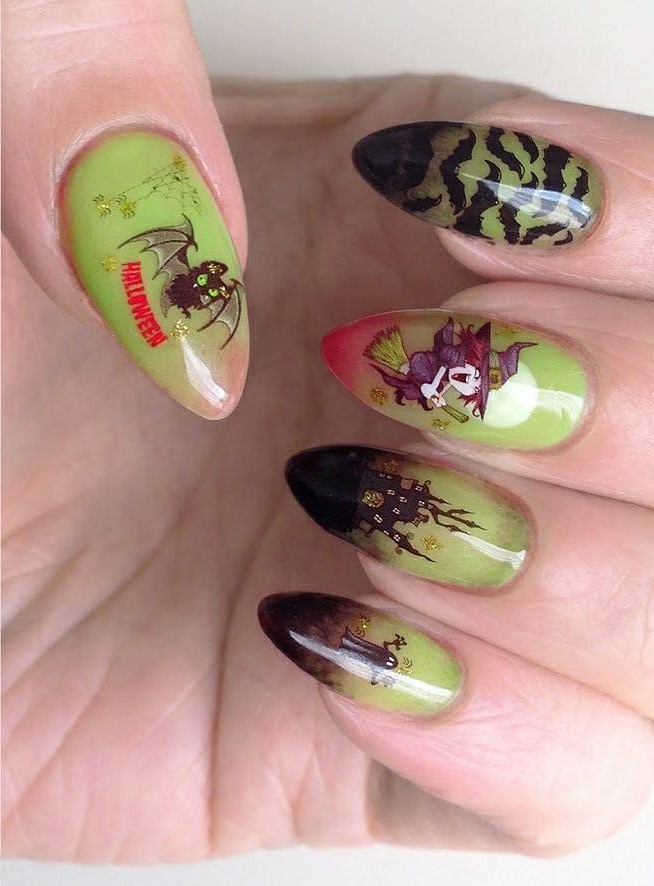 Glamorous Halloween Theme Nail Art