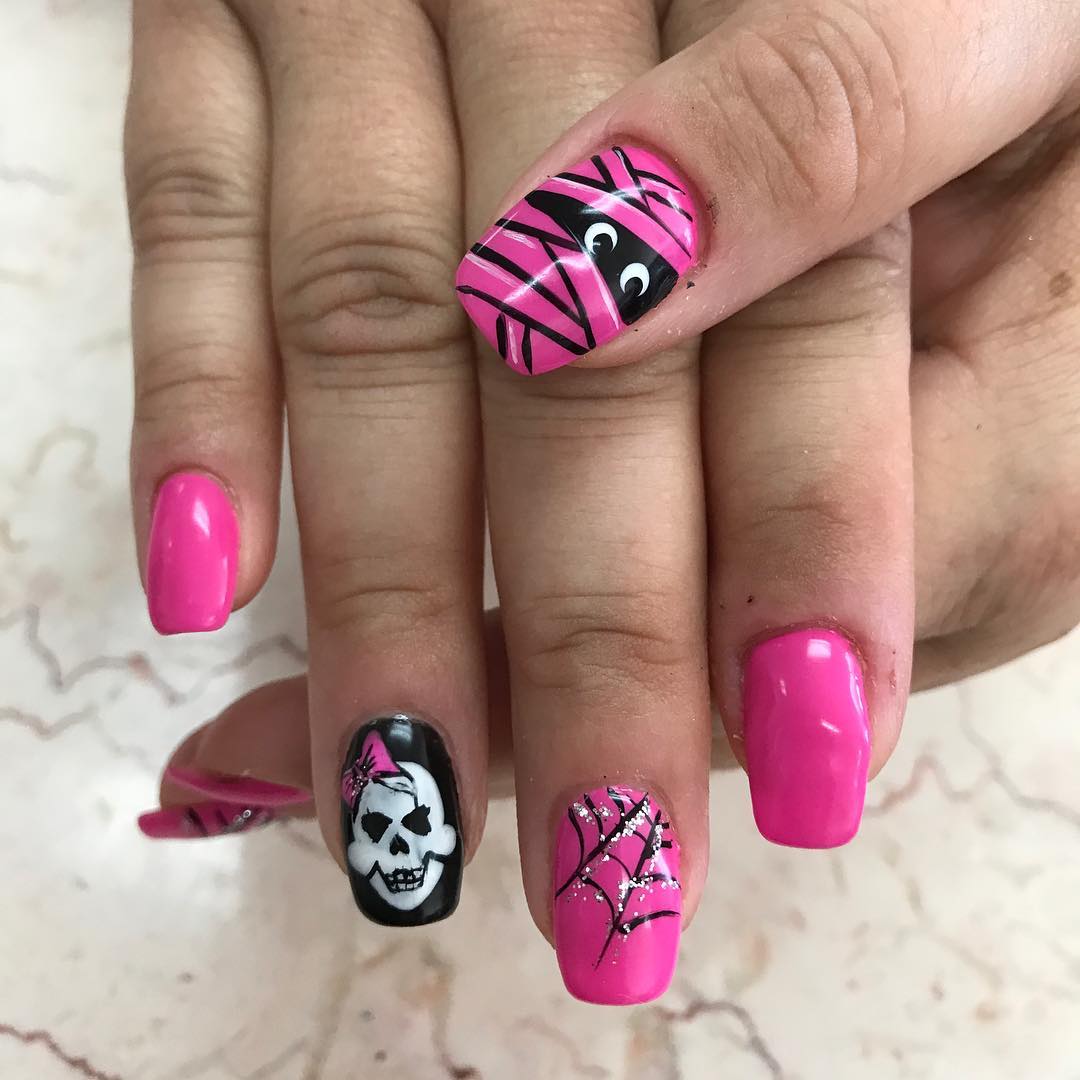 Pleasant Pink Halloween Theme Nails 