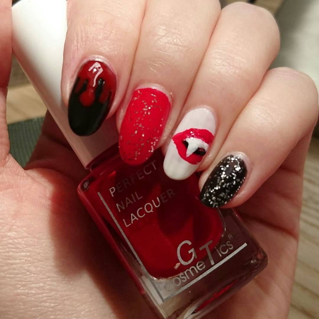 Red And Black Vampire Nails