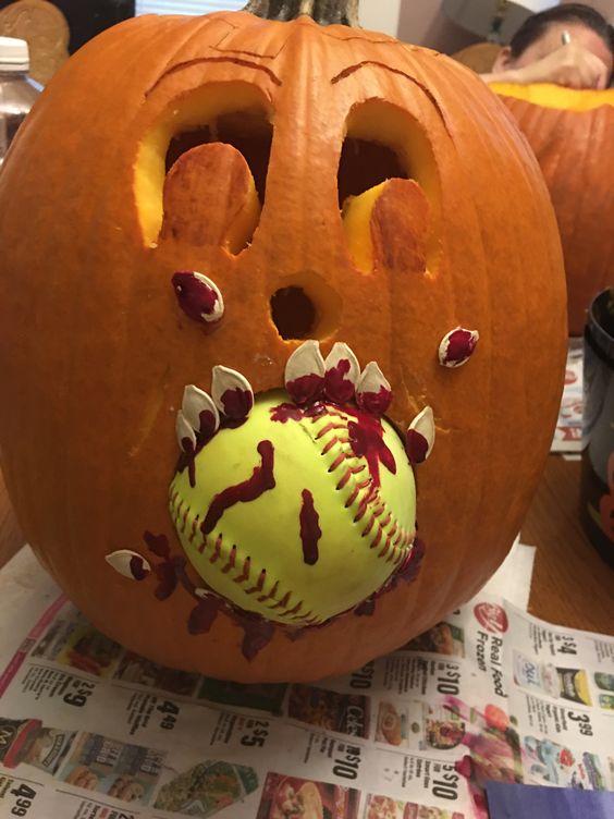 Softball mouth injury pumpkin carving!