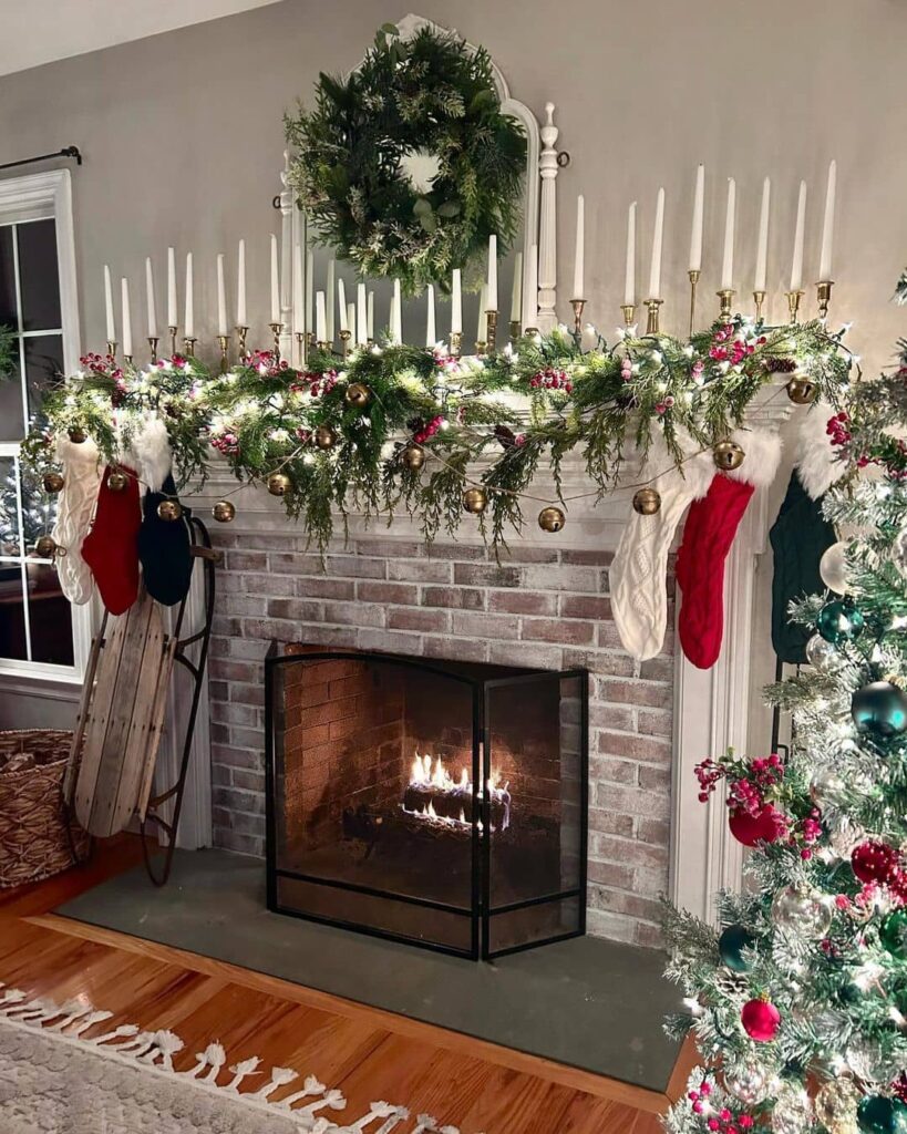 Traditional festive mantel