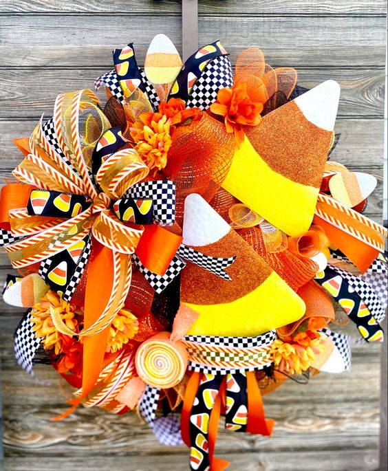 Candy Corn Halloween Wreath