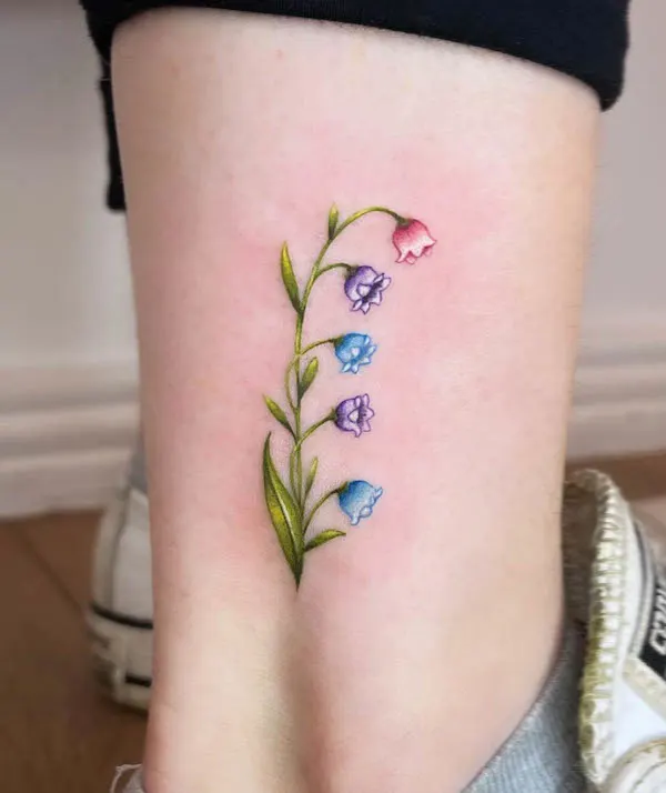 Cute lily of the valley ankle tattoo
