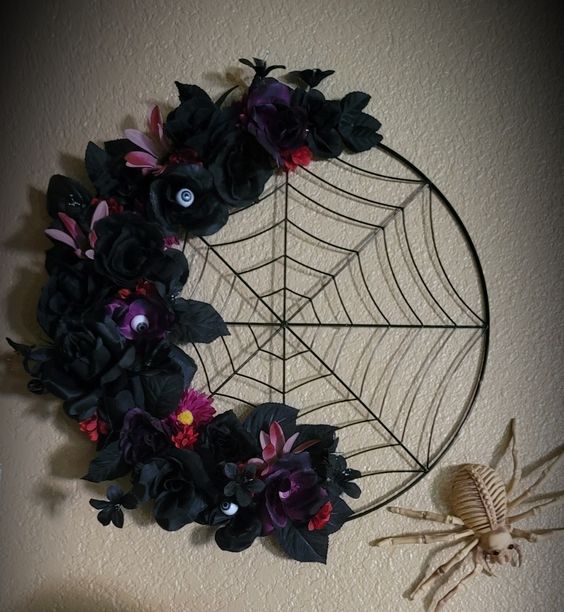 DIY Halloween Wreath Spooky Spider Web