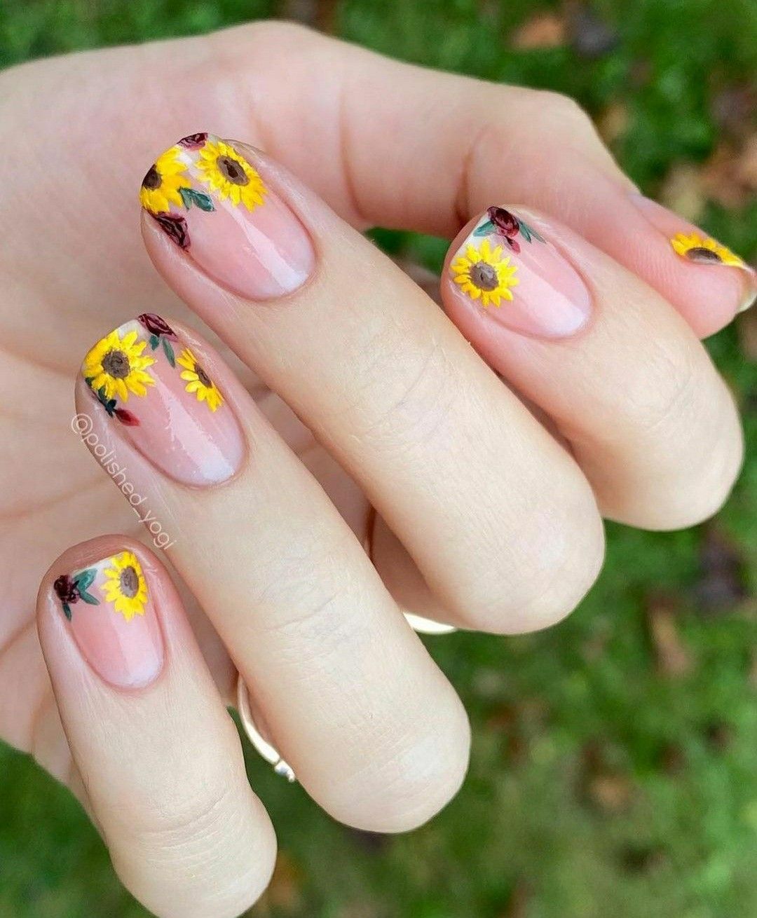 French Sunflowers nails