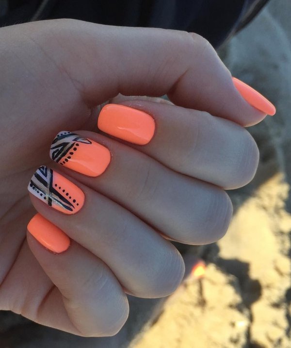 Alluring Orange Base Summer Nails