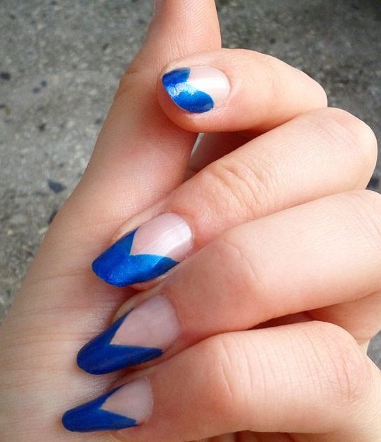 Blue French Manicure For Summer