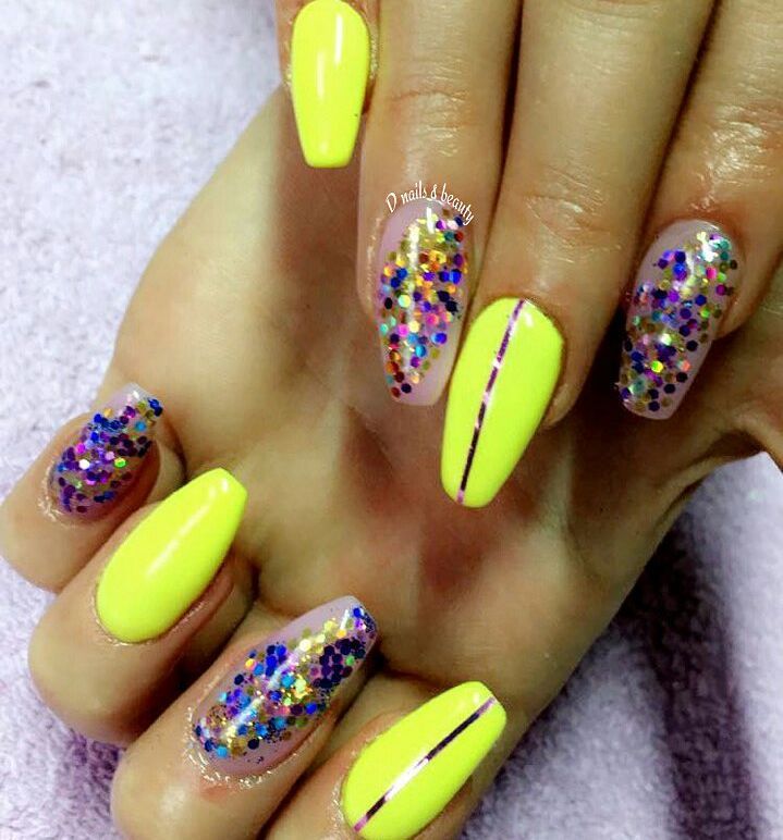 Bright Yellow With Sparkles To Complete The Bold Look