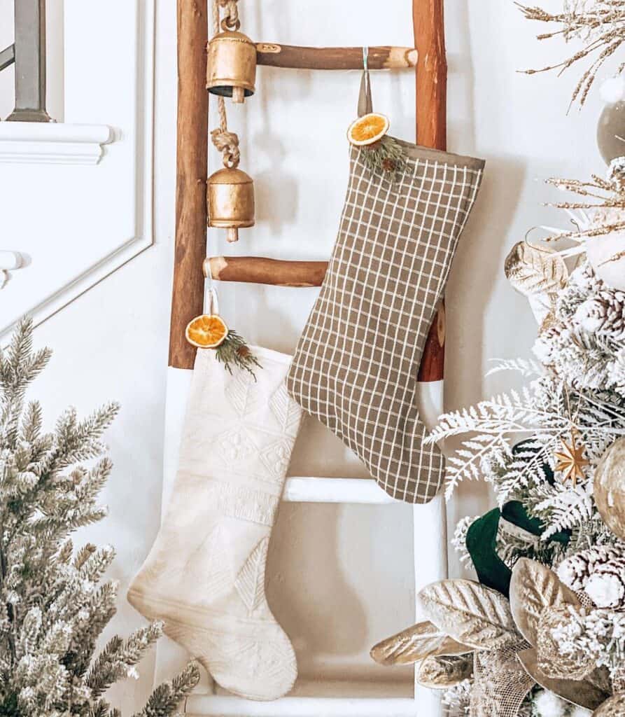 Chic Stockings on Blanket Ladder