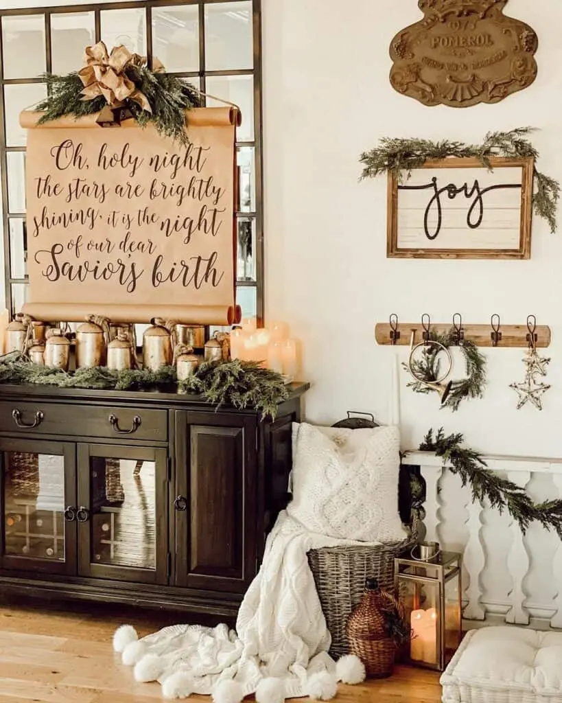 Christmas Décor Ideas for a Dining Hutch