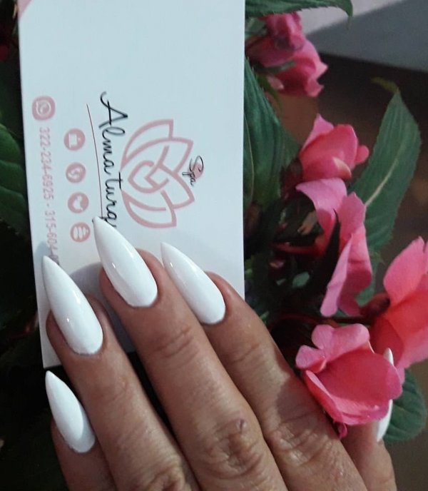 Cool White Stiletto Nails