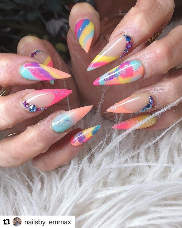 Eye-Catching Colorful Stiletto Nails