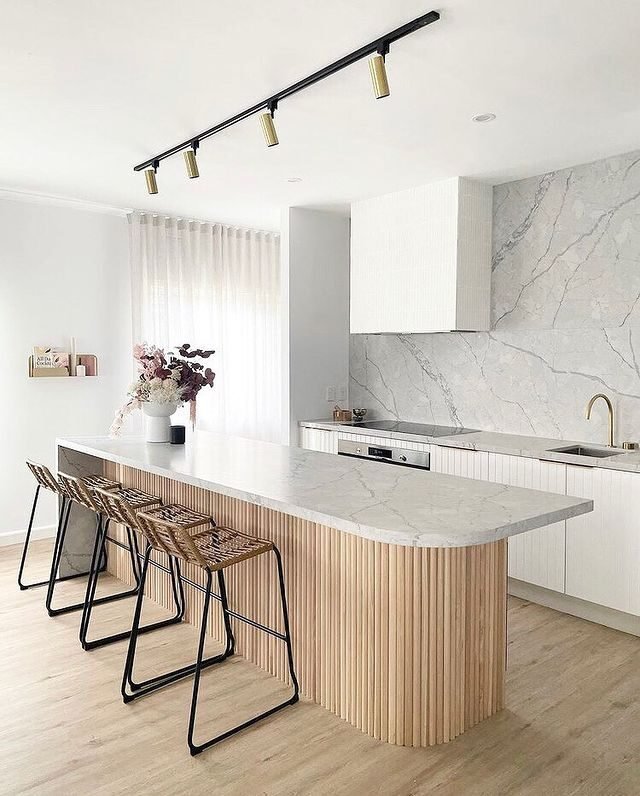 30 Creative Kitchen Island Ideas to Inspire Your Home in 2025 4 Fluted Wood Wall Panel Island