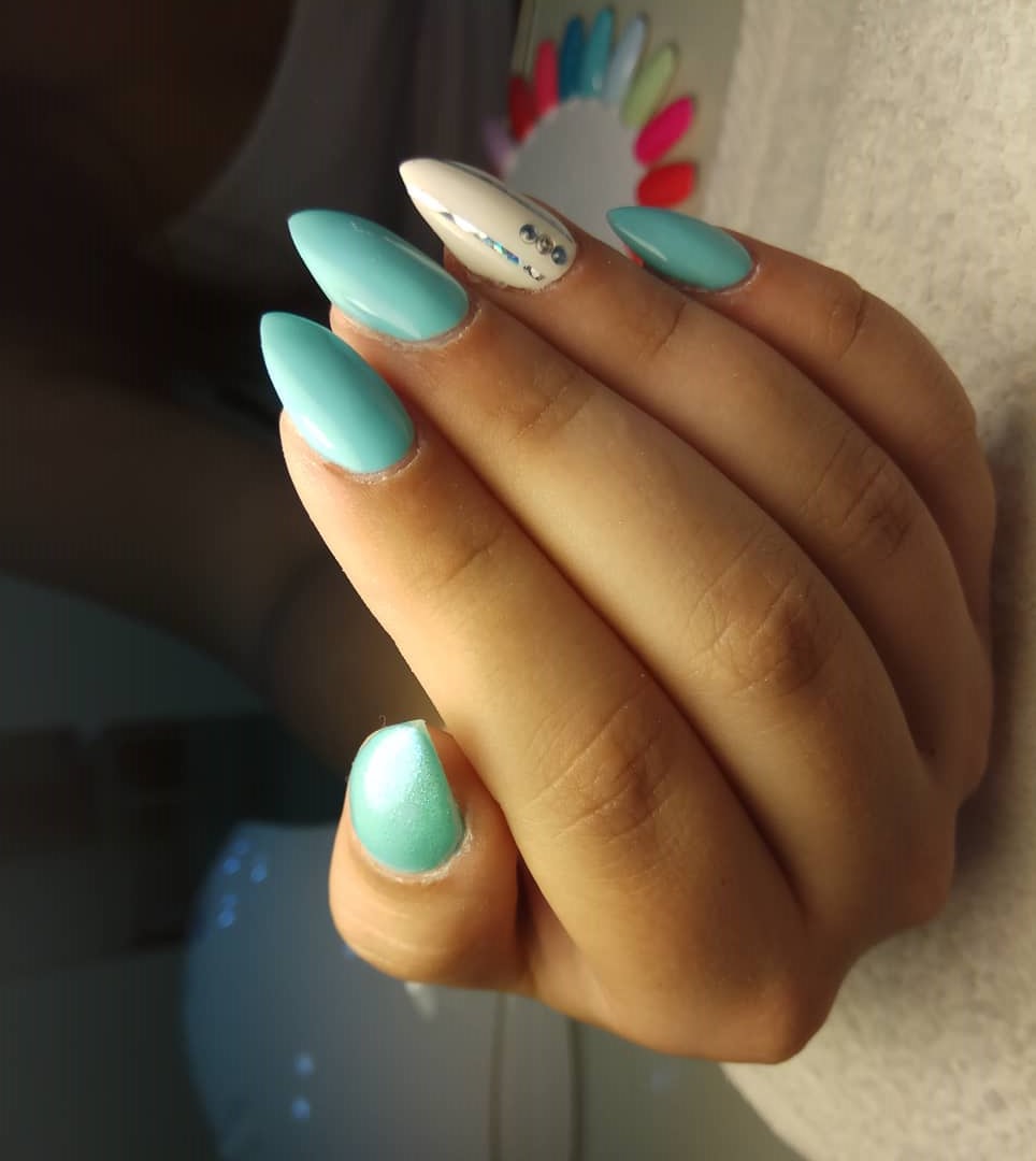 Light Blue And White Stiletto Nails For Summers