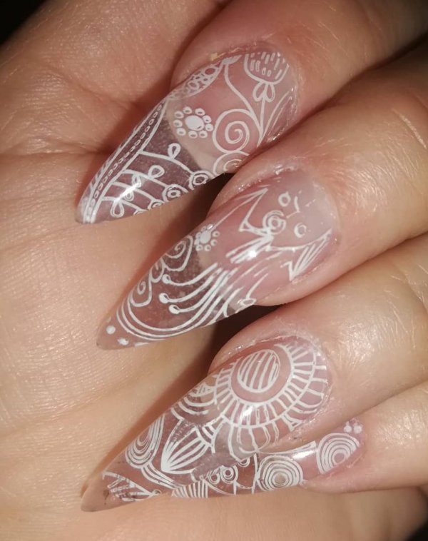 Nude Acrylic Stiletto Nails