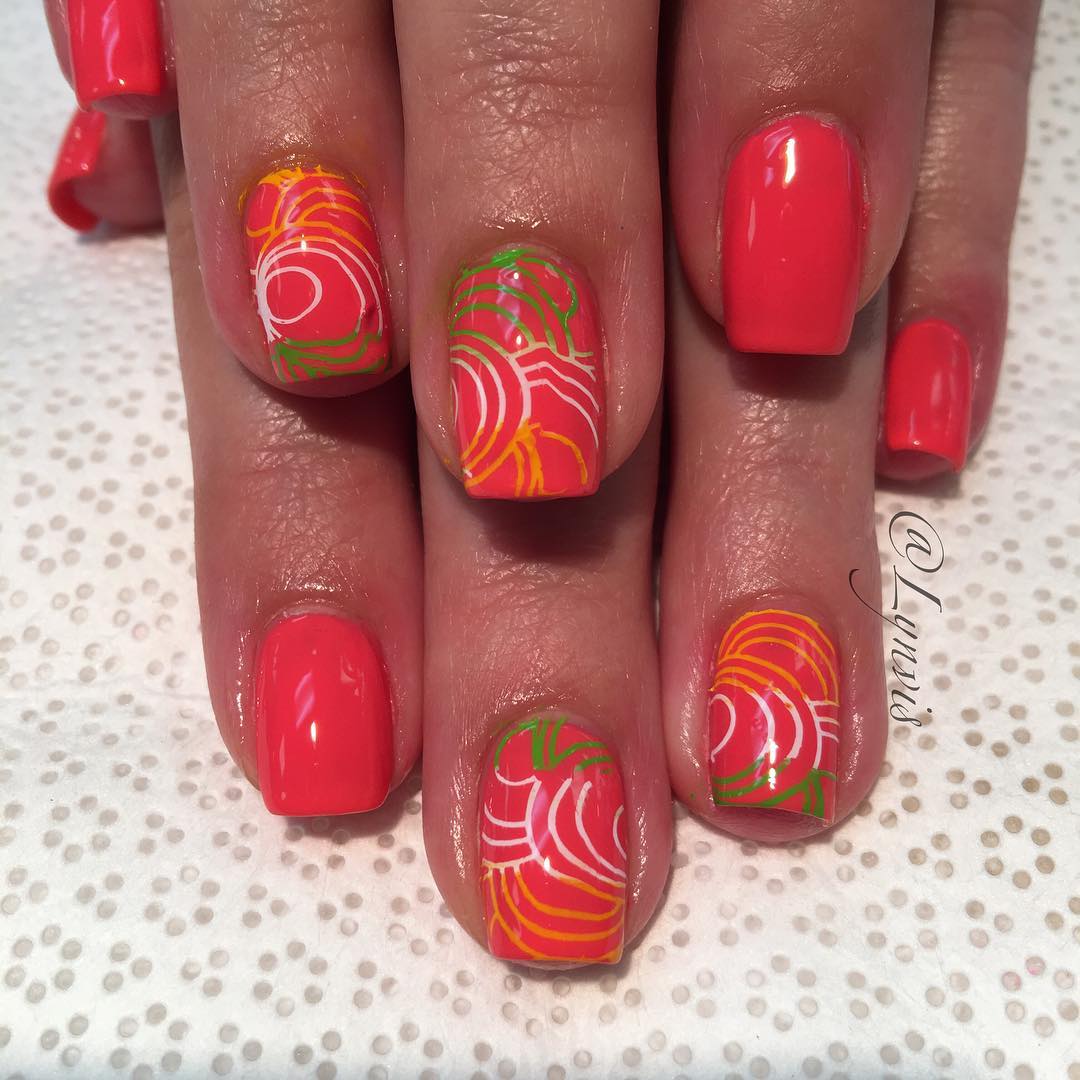 Orange Stamping Nail Art