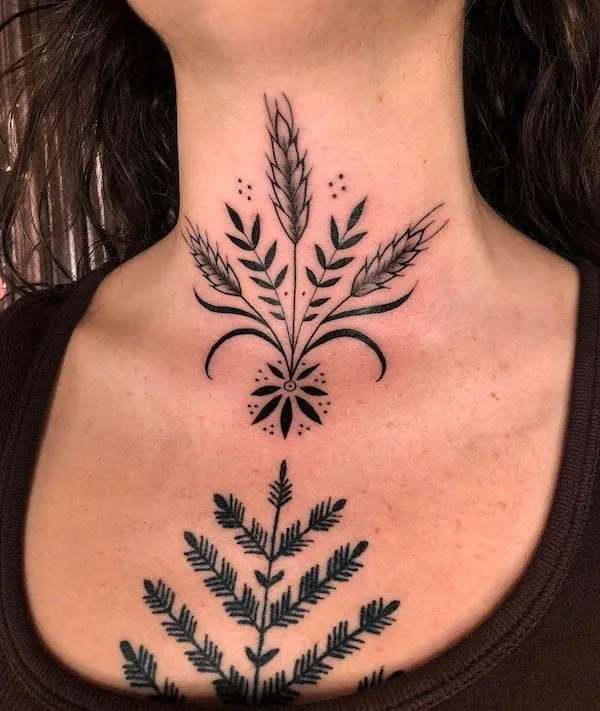 Plants symbol throat tattoo
