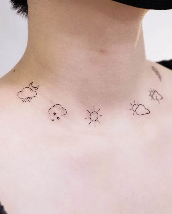 Small symbols necklace tattoo