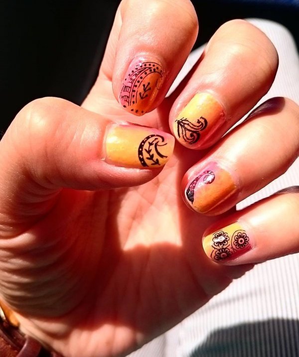 Vibrant Tribal Nail Art For Summer