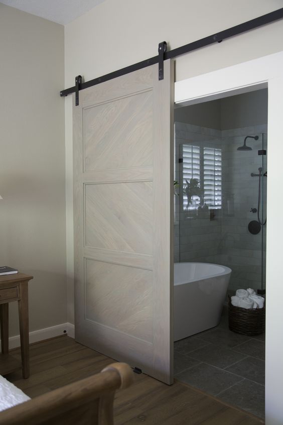 Rustic Sliding Barn Door Bathroom Design