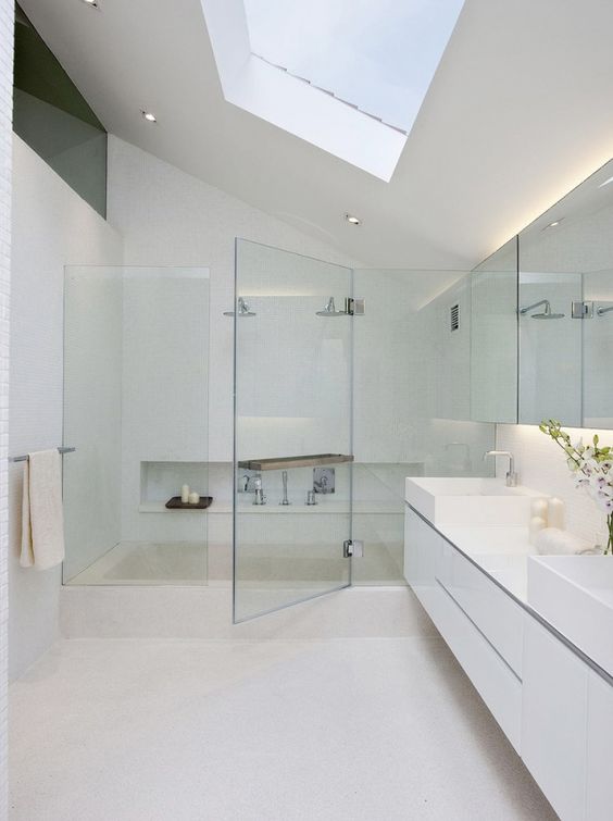 Bright and Airy Bathroom Design with Skylight