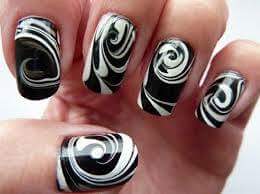 Absolutely Stylish Black Nail Art with Spiral Design