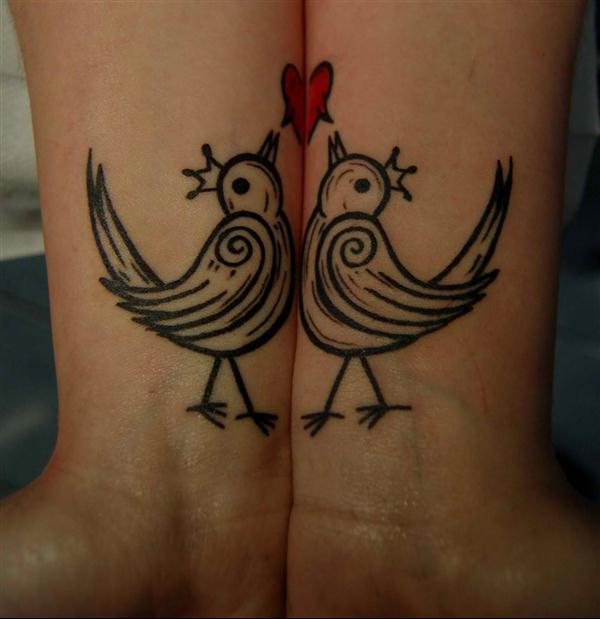 Admirable Love Birds Couple Tattoo