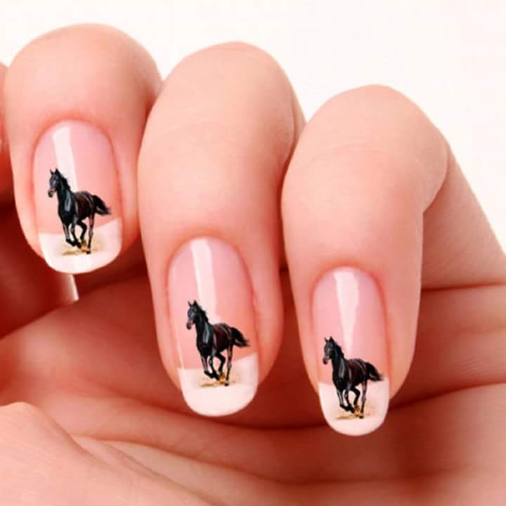 Adorable Black Horse Nail Art