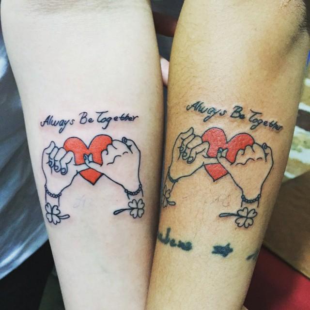 Artistic Matching Always Be Together Love Tattoo for Couples