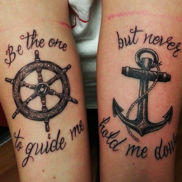 Attractive Anchor Couple Tattoo