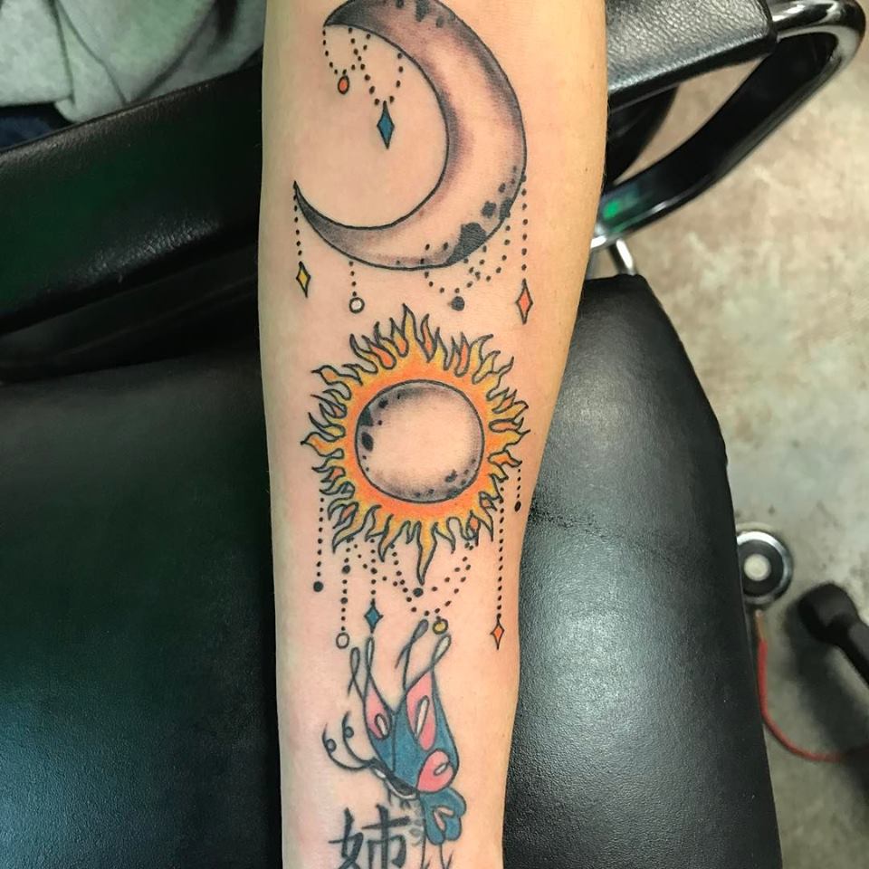 Beautiful Sun and Moon Tattoo Idea