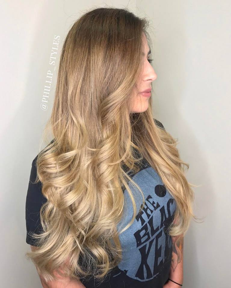 Beige Blonde Balayage with Layered Haircut