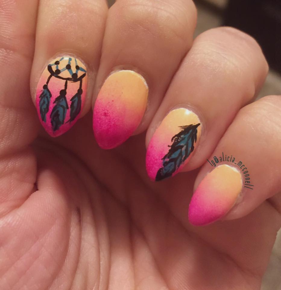 Best Gradient peach and pink gel nails Design