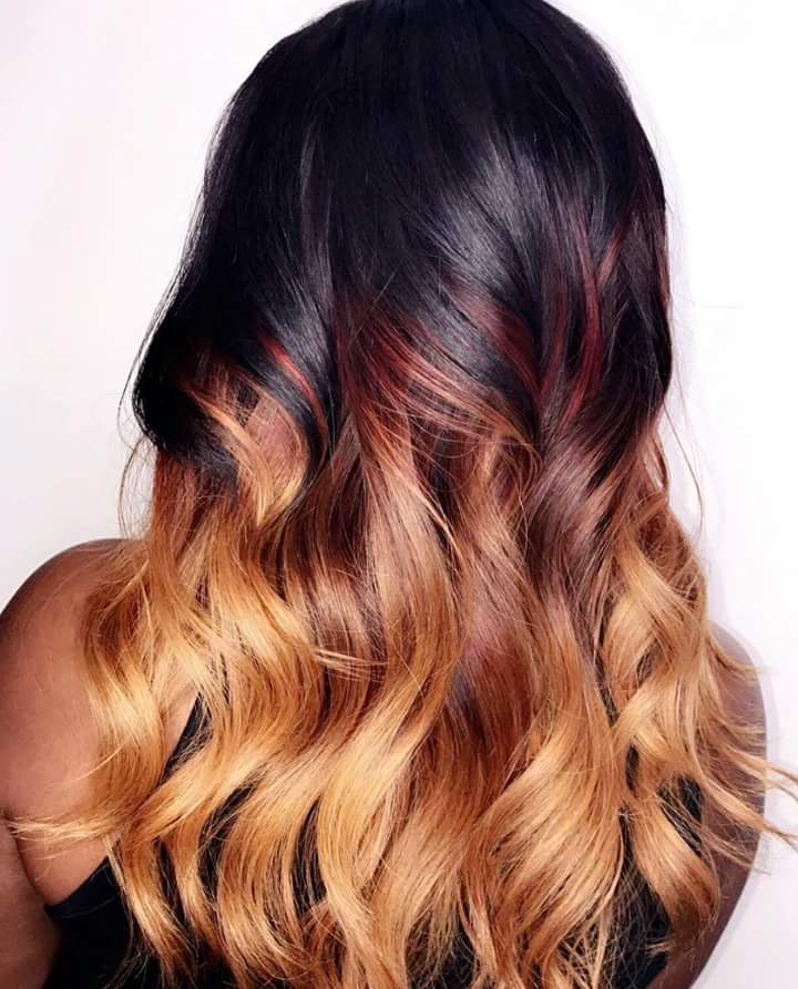 Brunette Hair Color with Burnished Blonde Low Lights