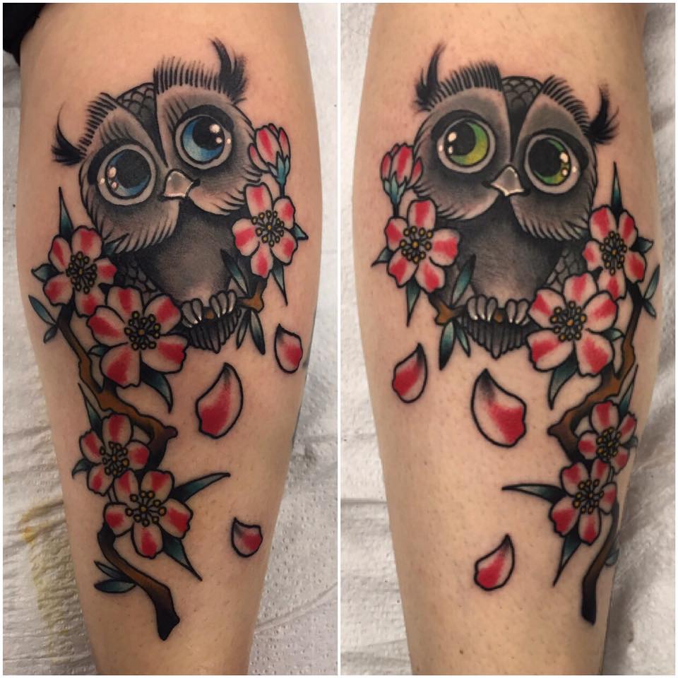 Chrismatic Matching Owl Couple Tattoo