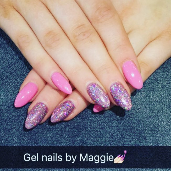 Classy Pink and Purple Gel Nails Pattern